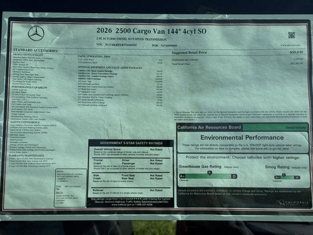 new 2026 Mercedes-Benz Sprinter 2500 car, priced at $62,302