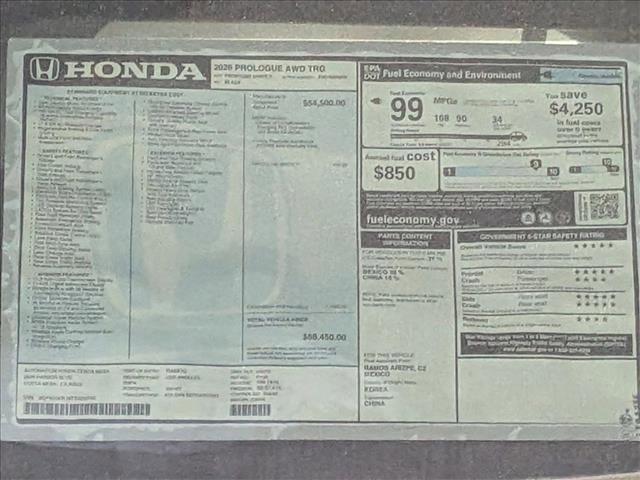 new 2026 Honda Prologue car, priced at $45,639