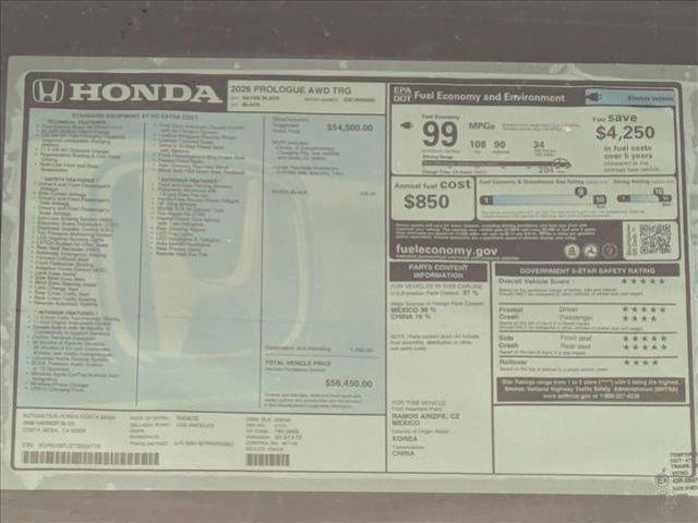 new 2026 Honda Prologue car, priced at $45,639