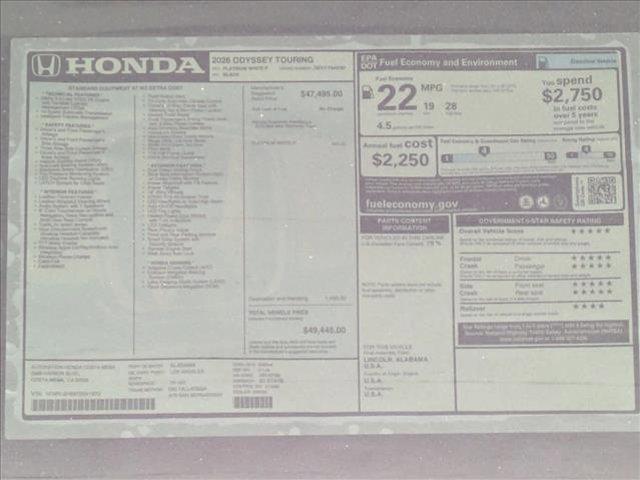 new 2026 Honda Odyssey car, priced at $45,979