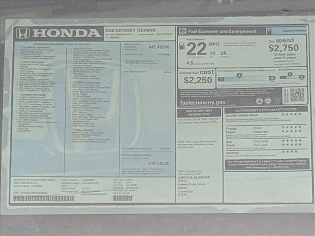 new 2026 Honda Odyssey car, priced at $46,064