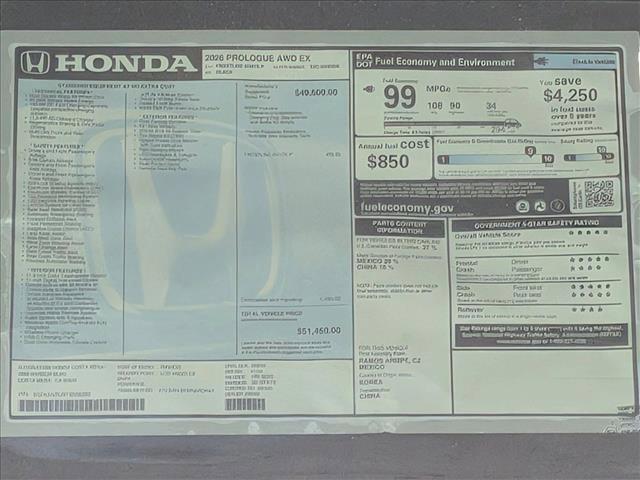 new 2026 Honda Prologue car, priced at $42,269