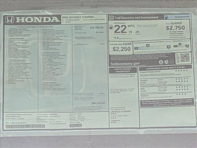 new 2026 Honda Odyssey car, priced at $46,064