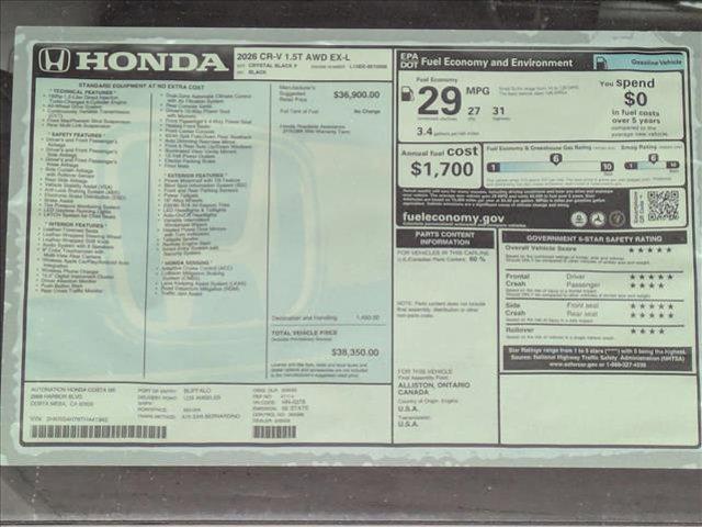 new 2026 Honda CR-V car, priced at $36,781