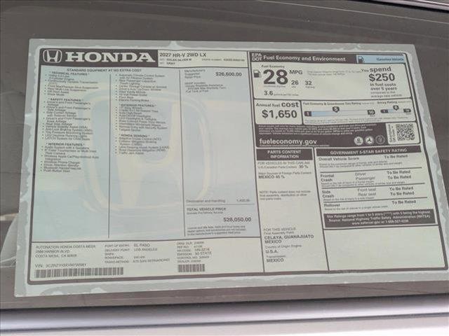 new 2027 Honda HR-V car, priced at $28,135
