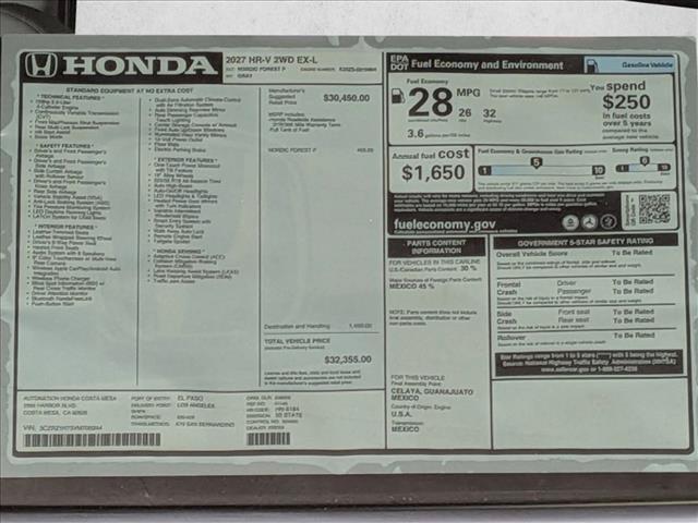new 2027 Honda HR-V car, priced at $31,133
