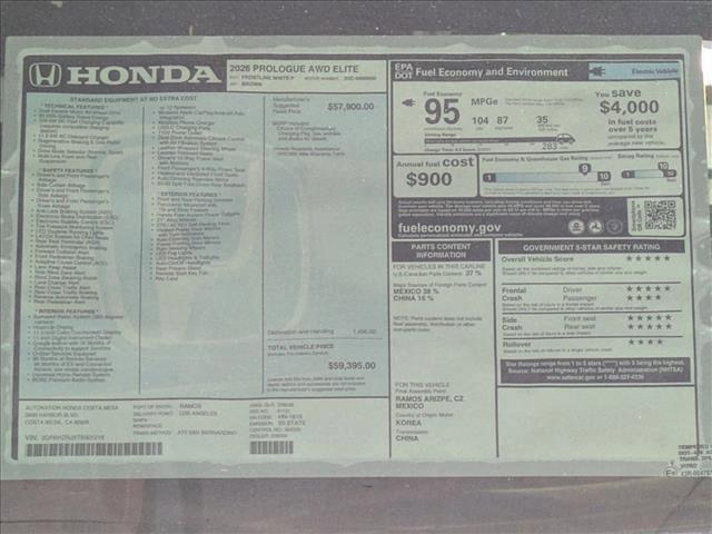 new 2026 Honda Prologue car, priced at $55,179