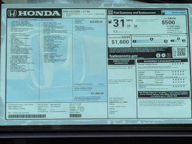 new 2026 Honda Accord car, priced at $30,679