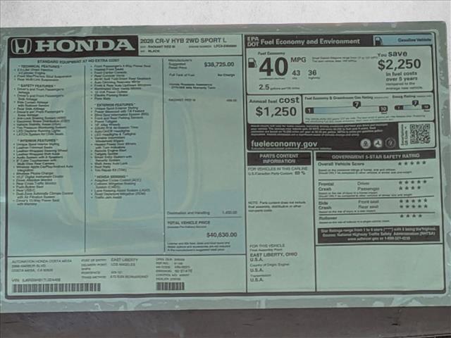 new 2026 Honda CR-V Hybrid car, priced at $38,861