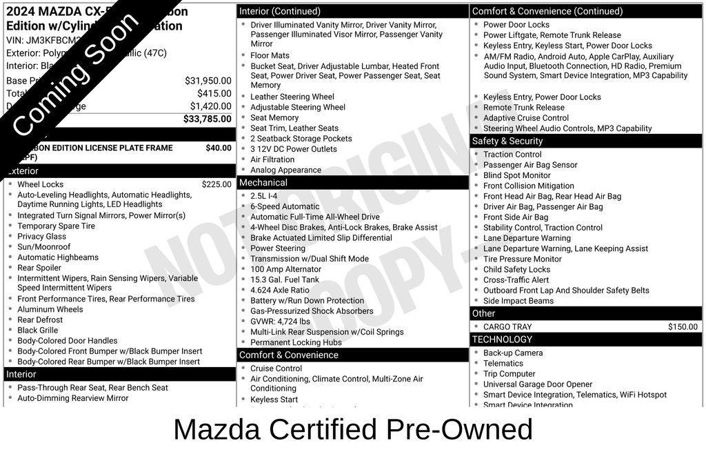 used 2024 Mazda CX-5 car, priced at $29,131