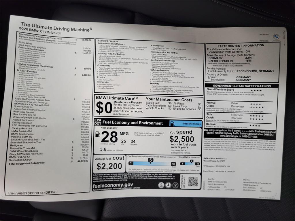 new 2026 BMW X1 car, priced at $49,570