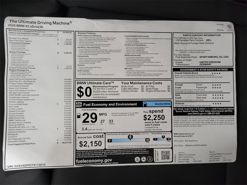 used 2026 BMW X3 car, priced at $54,275