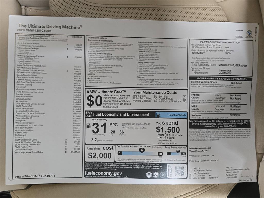 new 2026 BMW 430 car, priced at $57,050