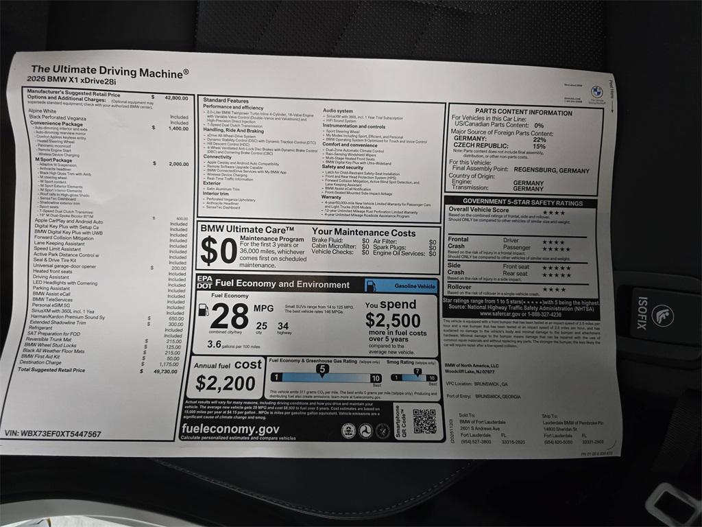 new 2026 BMW X1 car, priced at $49,730