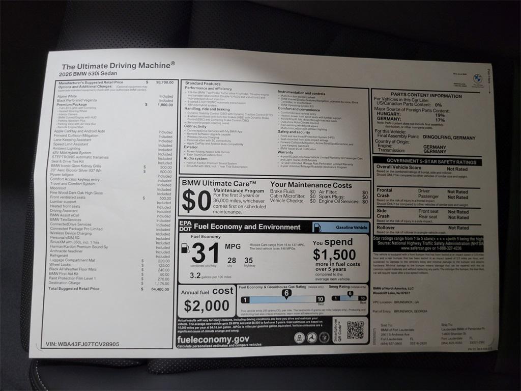 used 2026 BMW 530 car, priced at $56,980