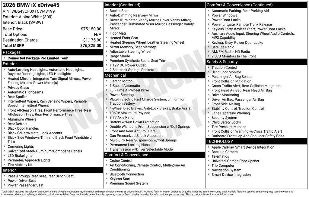 used 2026 BMW iX car, priced at $74,715