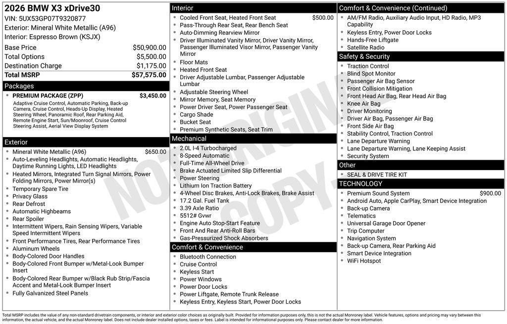 new 2026 BMW X3 car, priced at $57,750