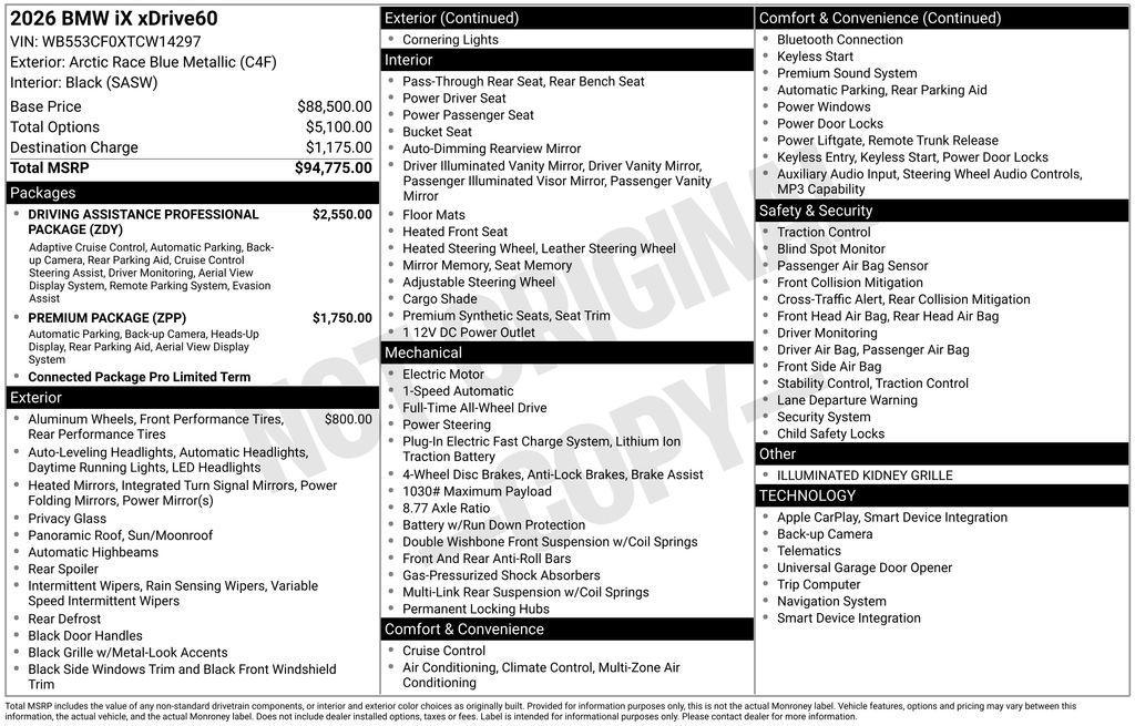 used 2026 BMW iX car, priced at $95,220