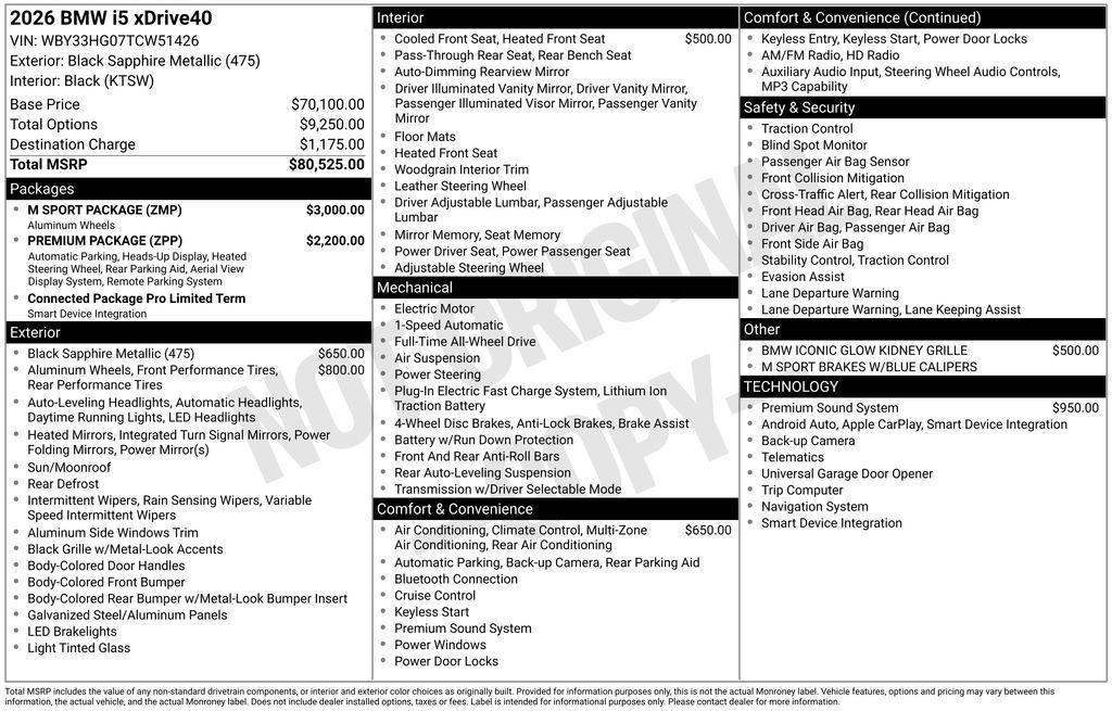 used 2026 BMW i5 car, priced at $78,915
