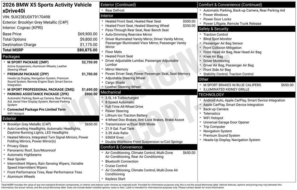 used 2026 BMW X5 car, priced at $78,827