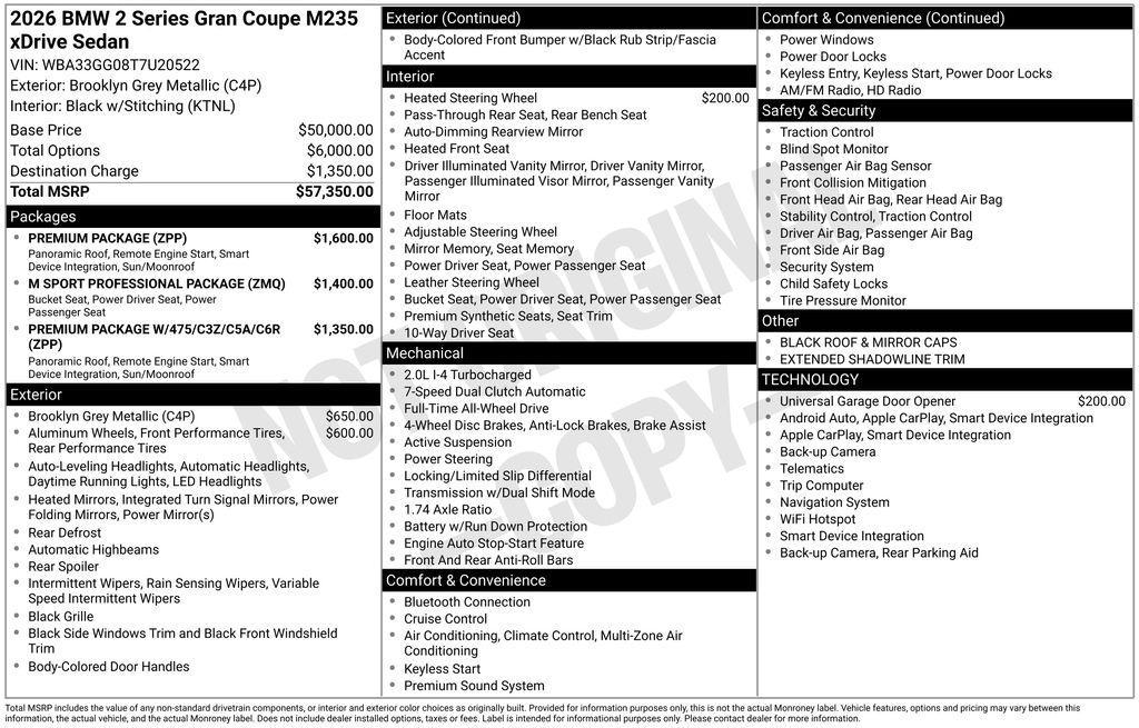 used 2026 BMW M235 Gran Coupe car, priced at $55,500