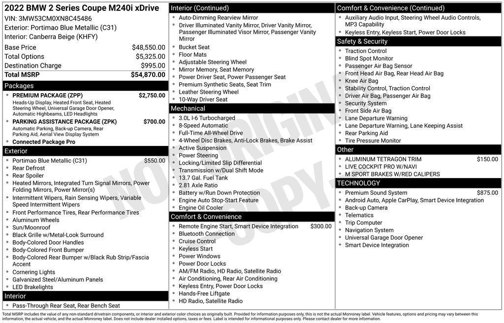 used 2022 BMW M240 car, priced at $45,995