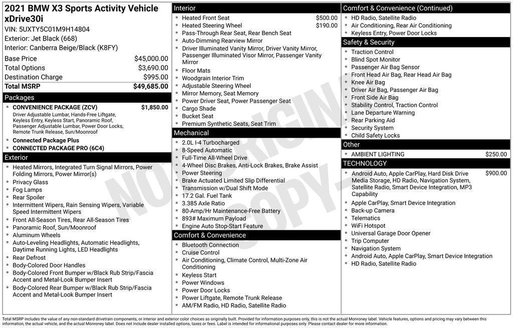 used 2021 BMW X3 car, priced at $25,495