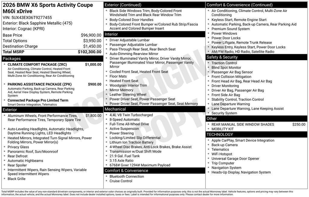 new 2026 BMW X6 car, priced at $102,675