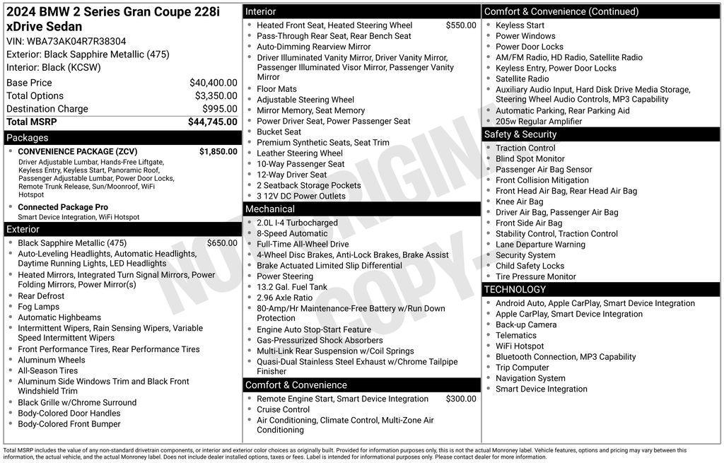 used 2024 BMW 228 Gran Coupe car, priced at $33,749