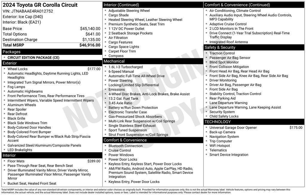 used 2024 Toyota GR Corolla car, priced at $41,249