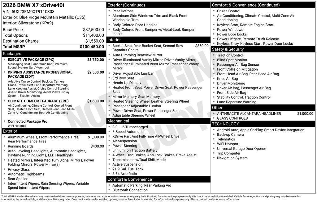 used 2026 BMW X7 car, priced at $95,750