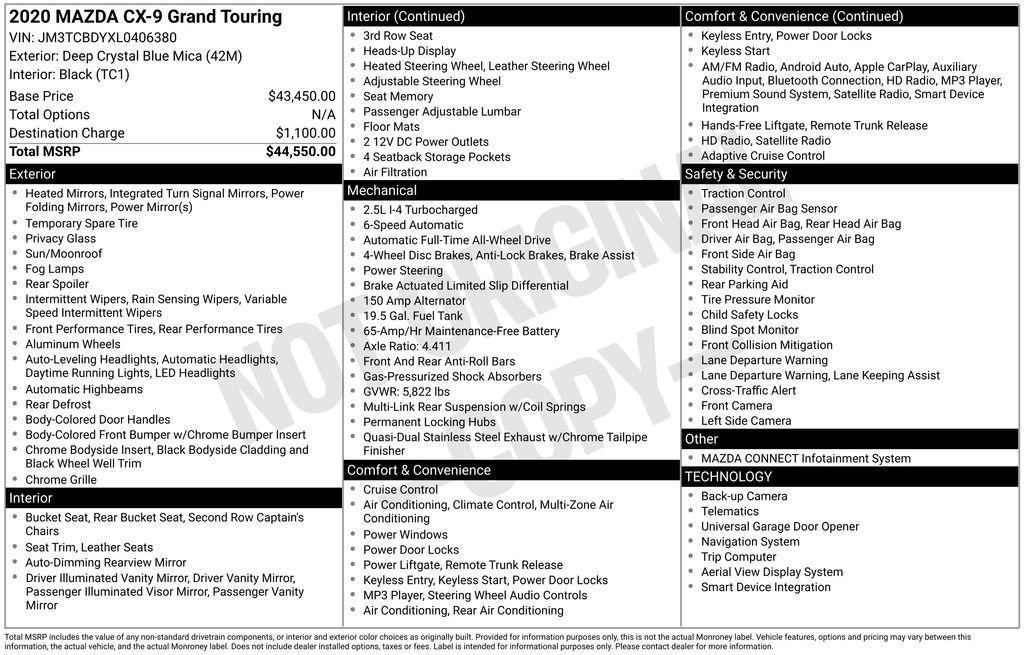 used 2020 Mazda CX-9 car, priced at $23,749