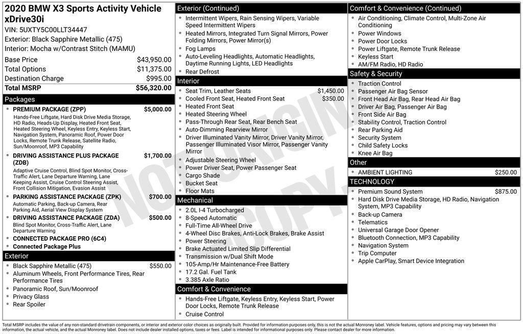 used 2020 BMW X3 car, priced at $19,995