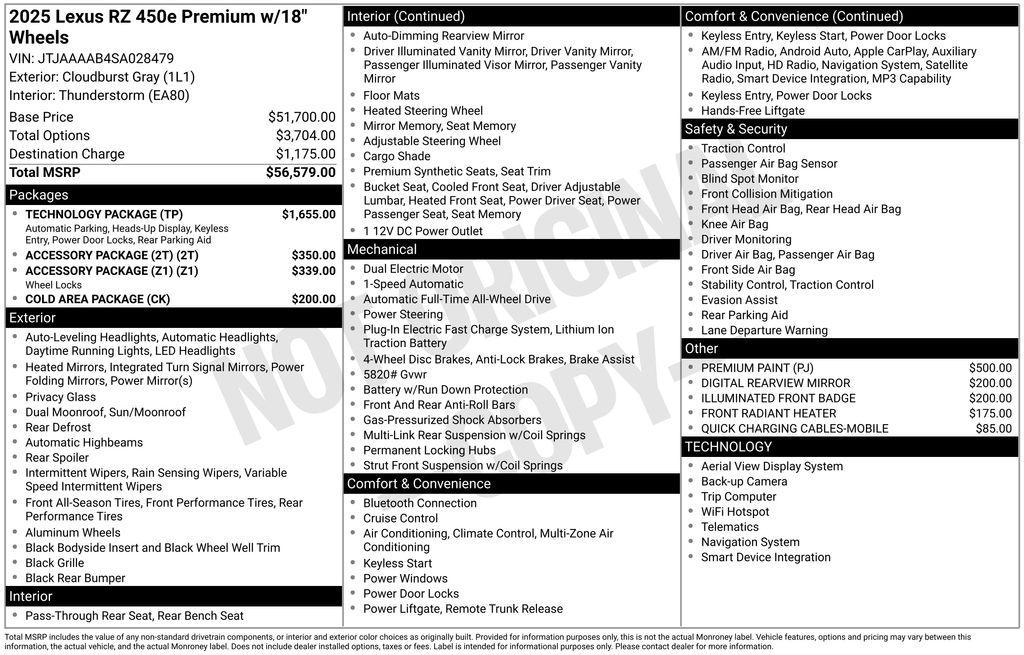 used 2025 Lexus RZ 450e car, priced at $40,495