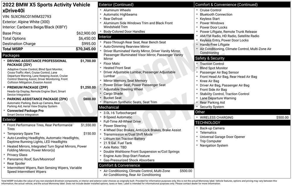 used 2022 BMW X5 car, priced at $34,495