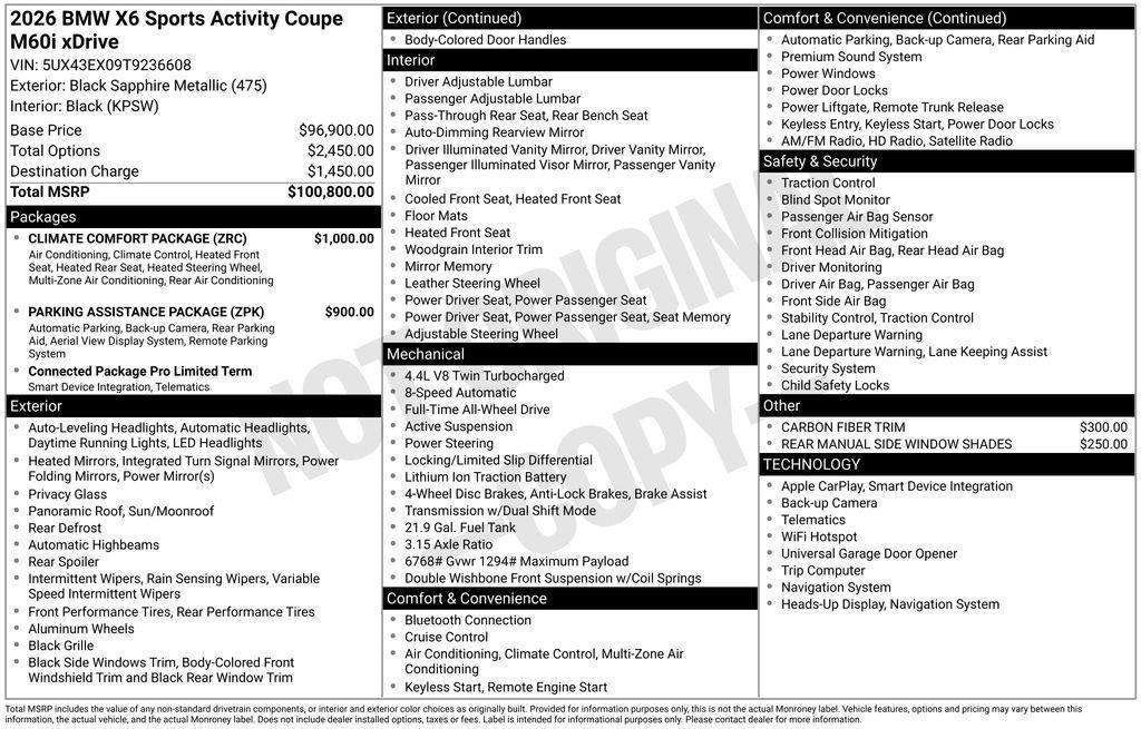 new 2026 BMW X6 car, priced at $101,175