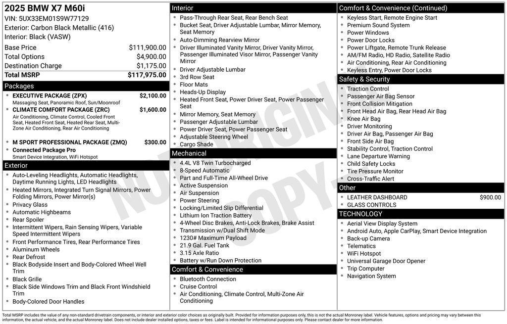 used 2025 BMW X7 car, priced at $92,495
