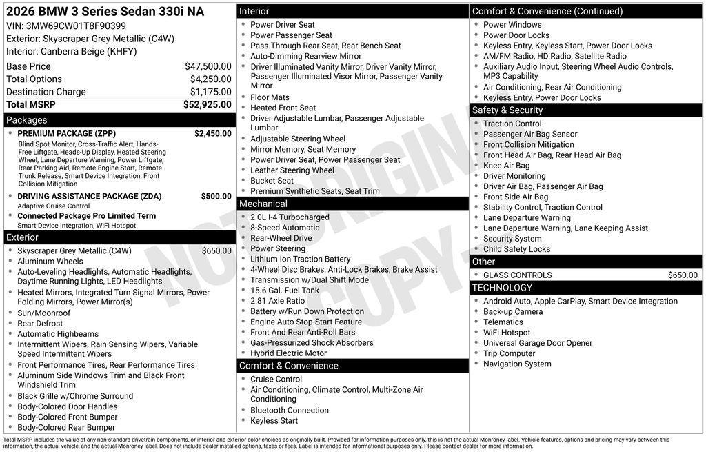 new 2026 BMW 330 car, priced at $52,815