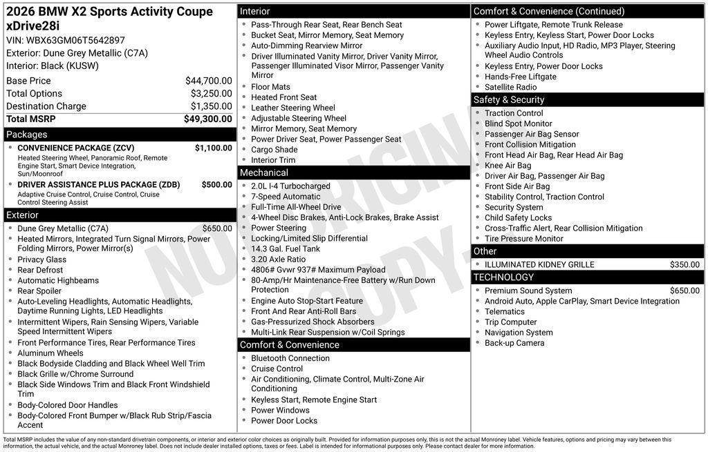 new 2026 BMW X2 car, priced at $49,845