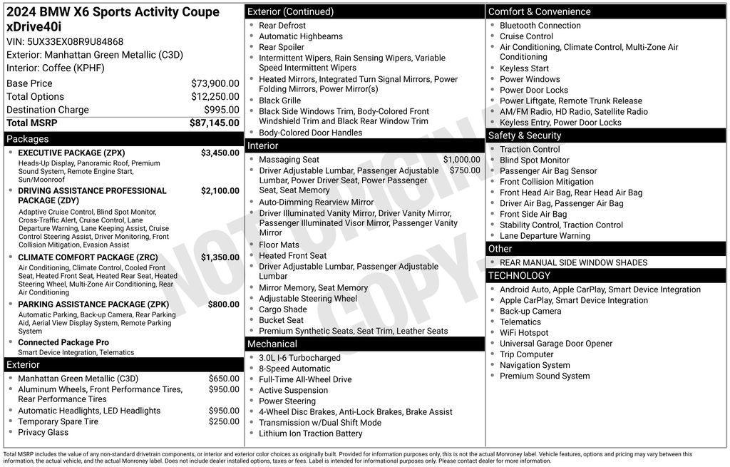 used 2024 BMW X6 car, priced at $71,249