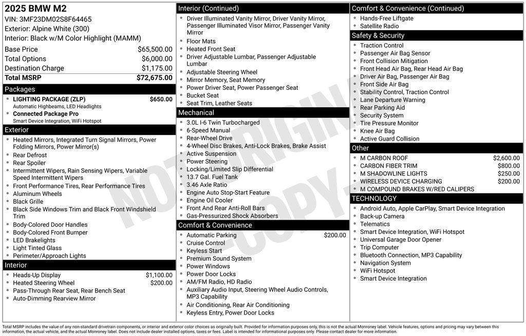 new 2025 BMW M2 car, priced at $75,375