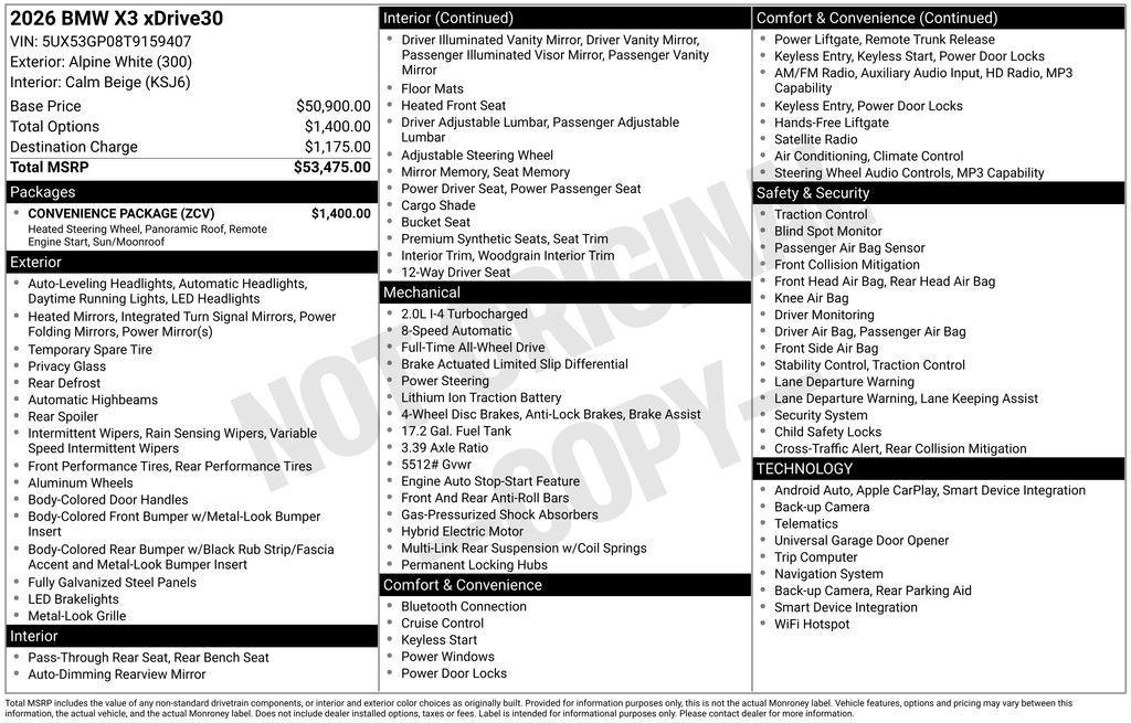 used 2026 BMW X3 car, priced at $52,451