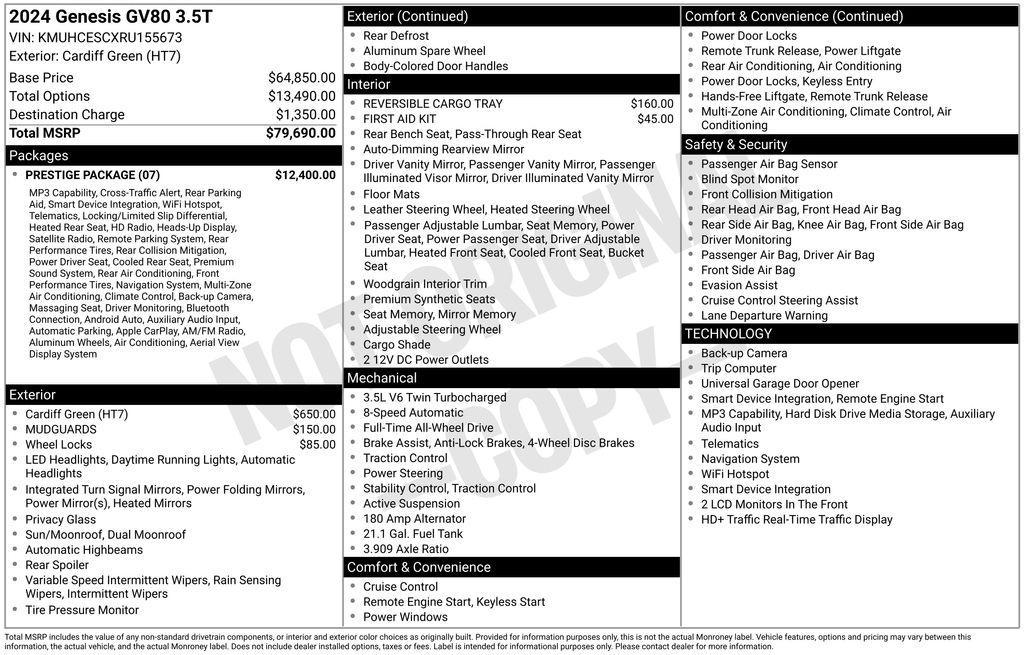 used 2024 Genesis GV80 car, priced at $49,249