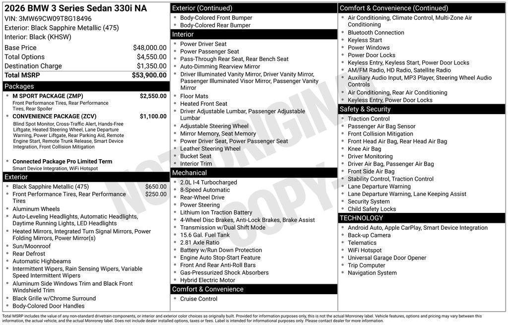 new 2026 BMW 330 car, priced at $53,400