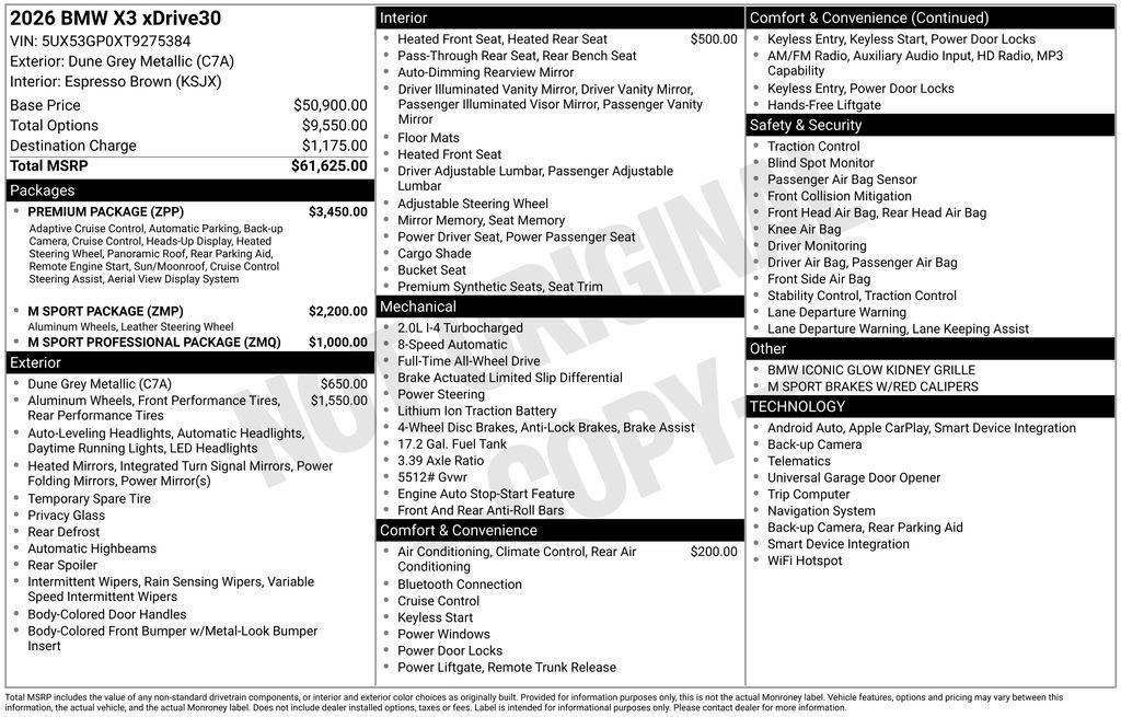 new 2026 BMW X3 car, priced at $62,290