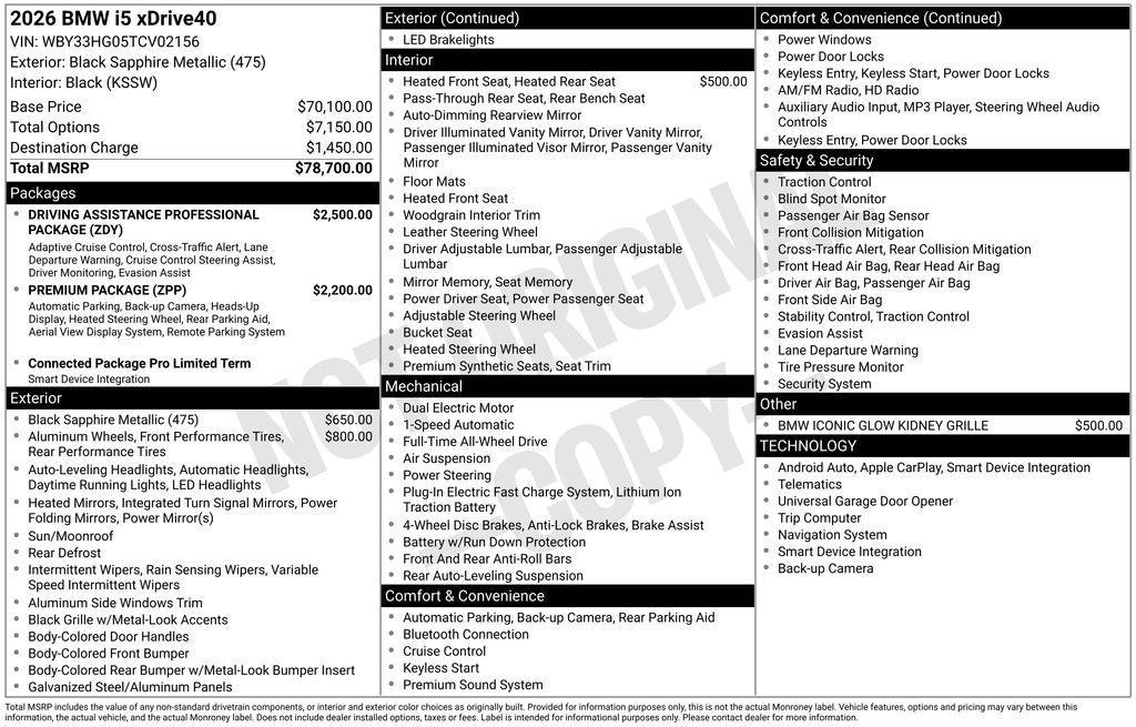 used 2026 BMW i5 car, priced at $76,502