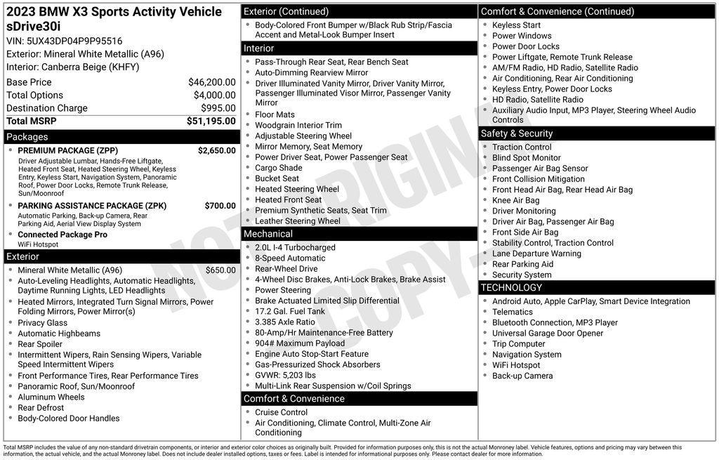 used 2023 BMW X3 car, priced at $36,695