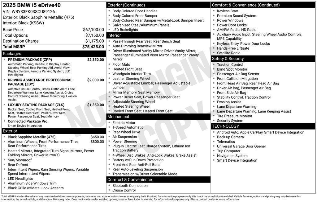 used 2025 BMW i5 car, priced at $74,476