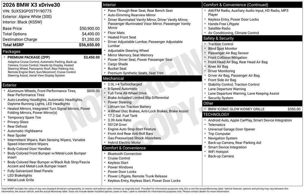 used 2026 BMW X3 car, priced at $57,140