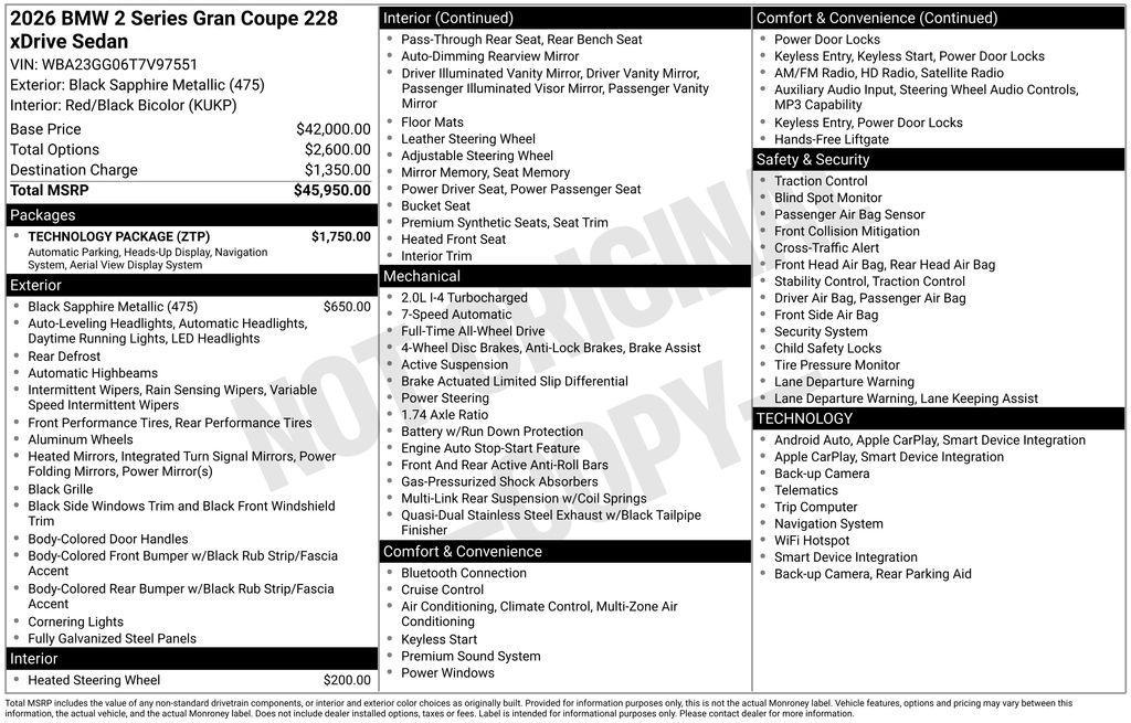 new 2026 BMW 228 Gran Coupe car, priced at $46,335